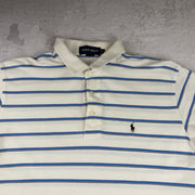 Vintage Ralph Lauren Poloshirt in Weiß/Blau, Größe XL – Herren, Bild 3