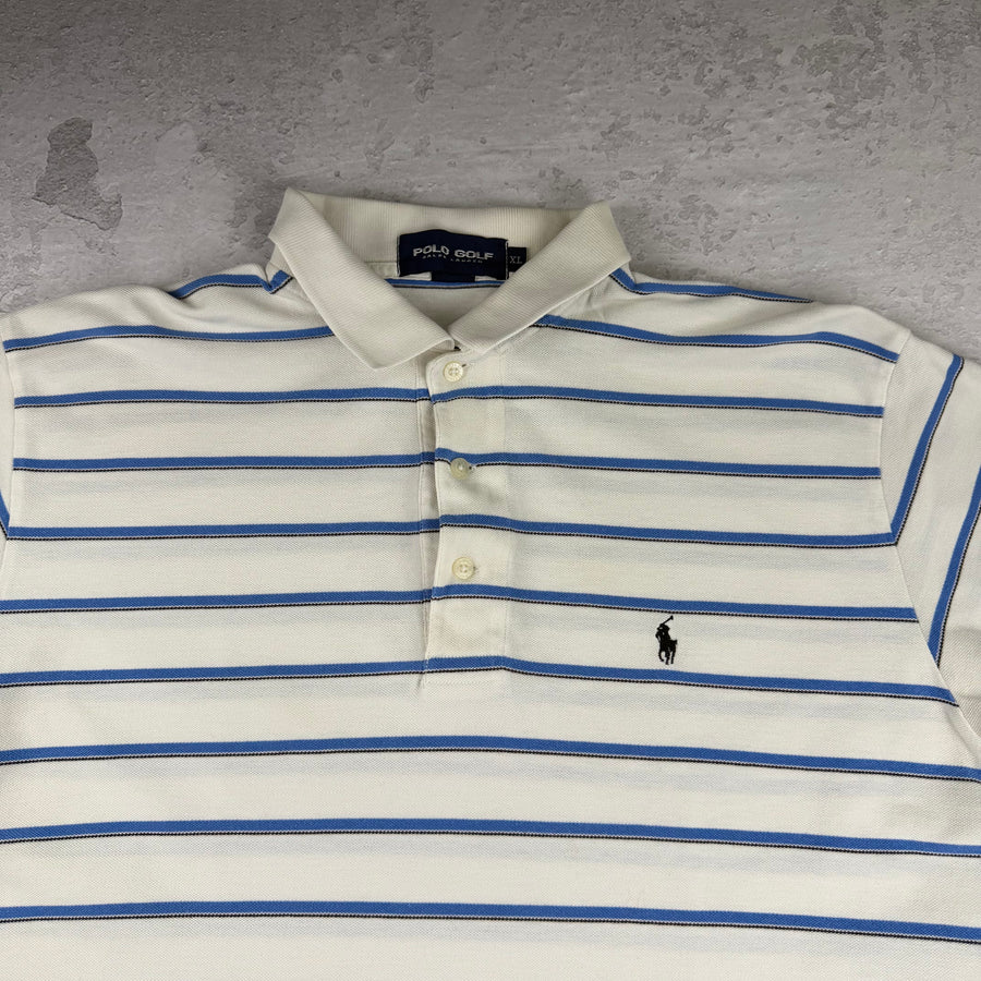 Vintage Ralph Lauren Poloshirt in Weiß/Blau, Größe XL – Herren, Bild 3