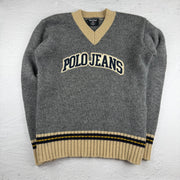 Vintage Ralph Lauren Wollpullover in Grau, Größe S – Damen