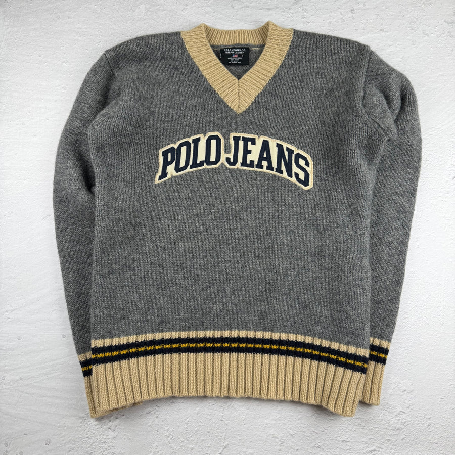 Vintage Ralph Lauren Wollpullover in Grau, Größe S – Damen