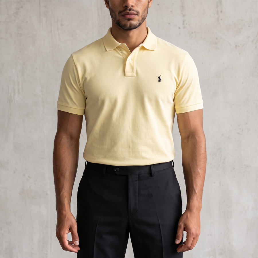 Vintage Ralph Lauren Poloshirt in Gelb, Größe XL – Herren