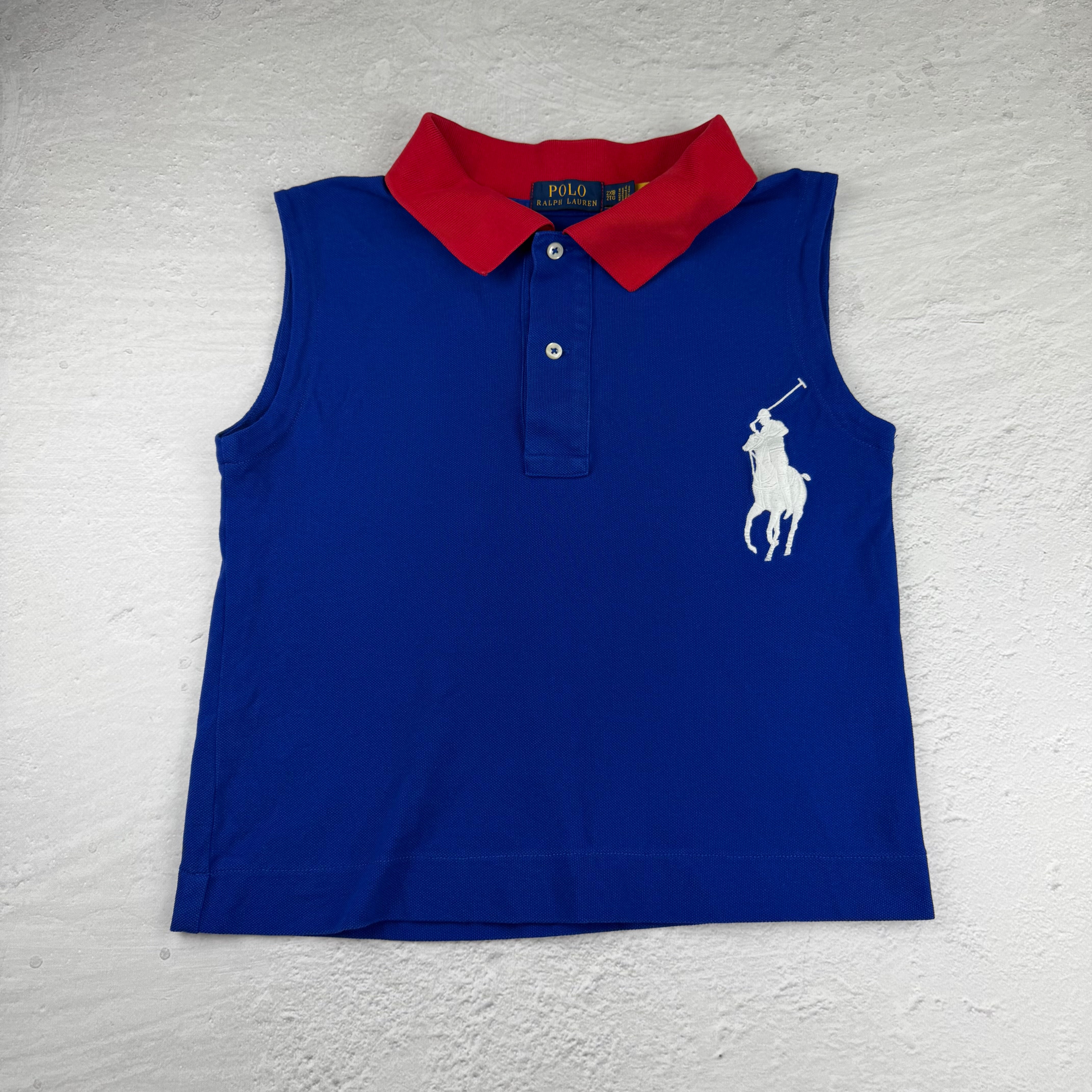 Vintage Ralph Lauren Poloshirt ärmellos in Blau, Größe XXL – Damen, Bild 2