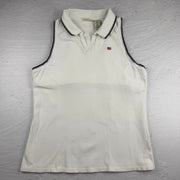 Vintage Ralph Lauren Polohemd ärmellos in Weiß, Größe XL – Damen
