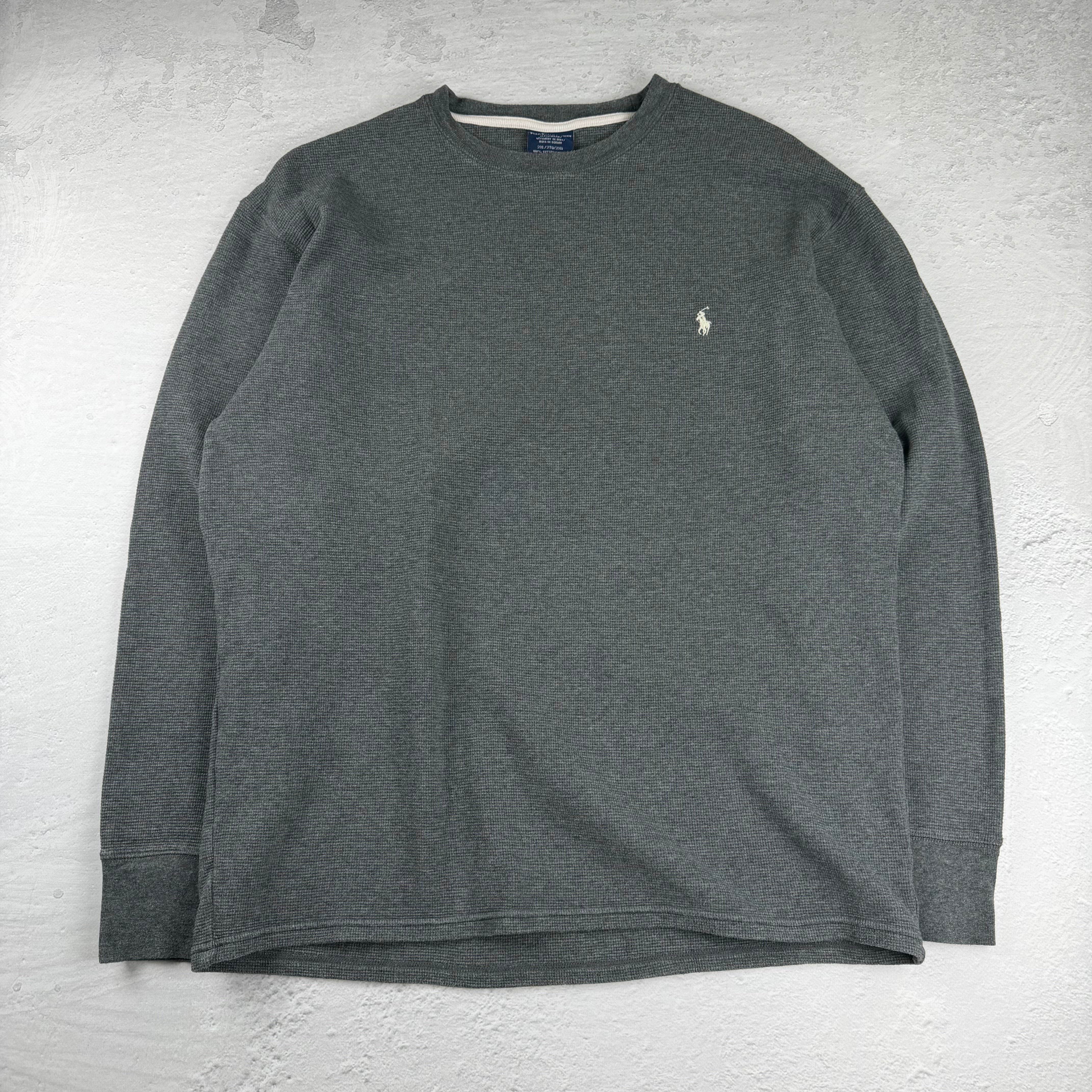 Vintage Ralph Lauren Waffle-Strickpullover in Grau, Größe XXL – Herren, Bild 2