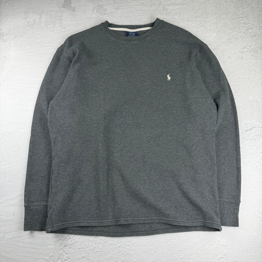 Vintage Ralph Lauren Waffle-Strickpullover in Grau, Größe XXL – Herren, Bild 2