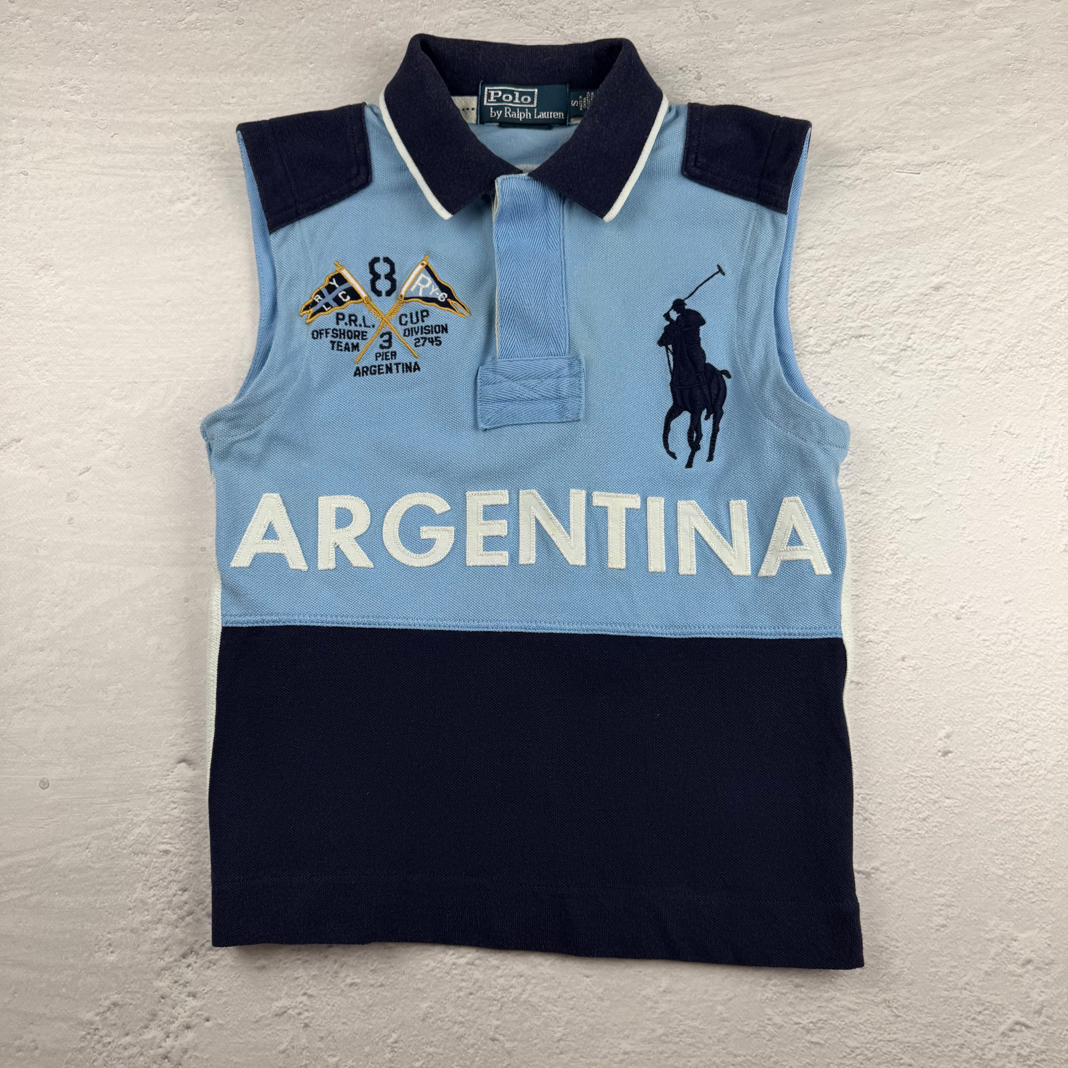 Vintage Ralph Lauren Poloshirt ärmellos in Blau, Größe S – Damen