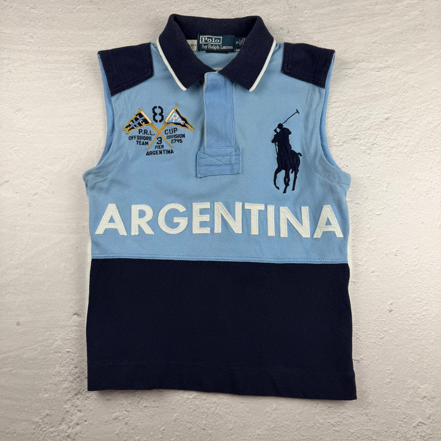 Vintage Ralph Lauren Poloshirt ärmellos in Blau, Größe S – Damen