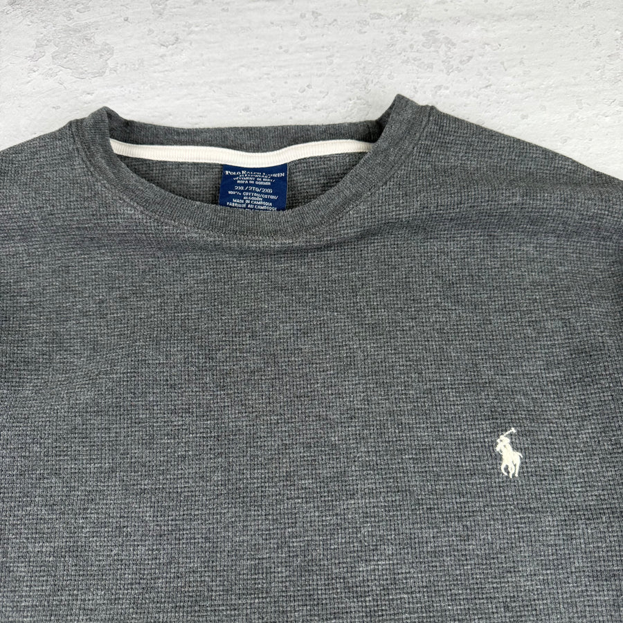 Vintage Ralph Lauren Waffle-Strickpullover in Grau, Größe XXL – Herren, Bild 3