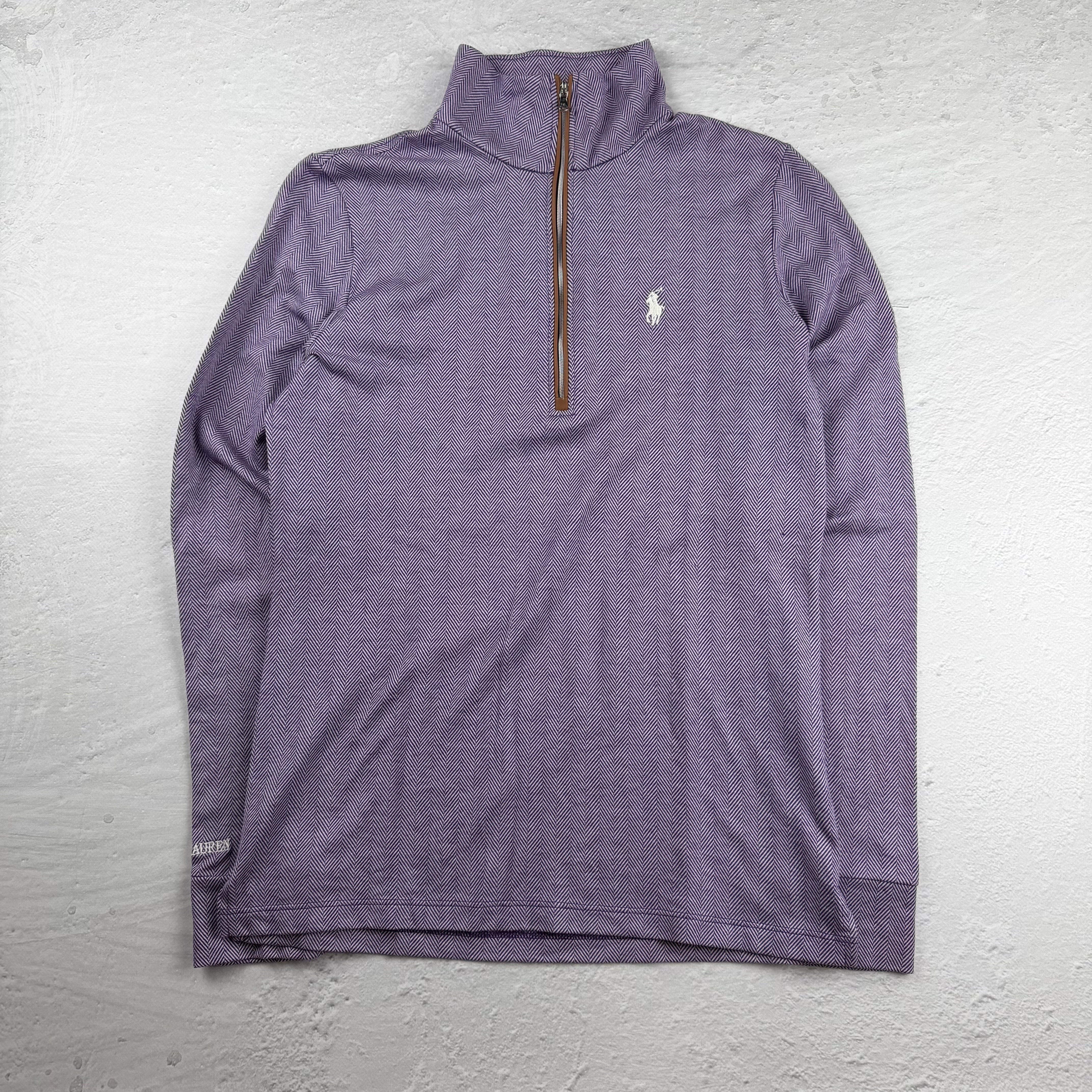 Vintage Ralph Lauren Quarter-Zip Sweatshirt in Lila, Größe M – Damen