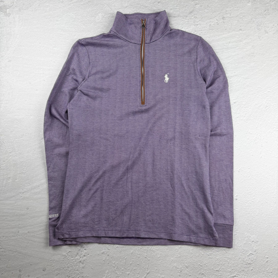 Vintage Ralph Lauren Quarter-Zip Sweatshirt in Lila, Größe M – Damen