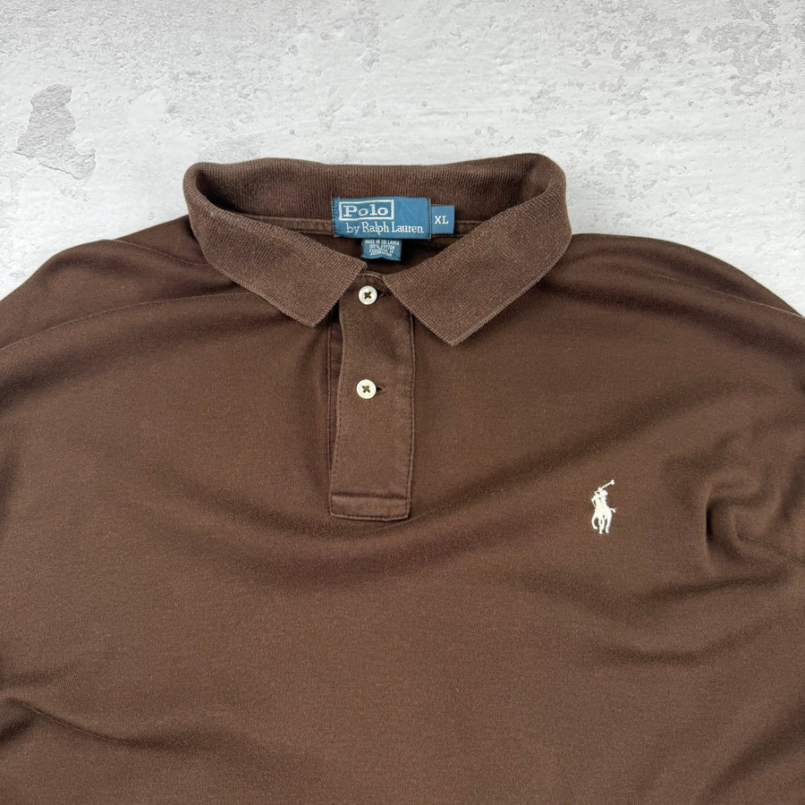 Ralph Lauren Poloshirt Langarm — Braun — XL