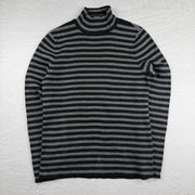 Vintage Ralph Lauren Rollkragenpullover in Grau/Schwarz, Größe M – Damen