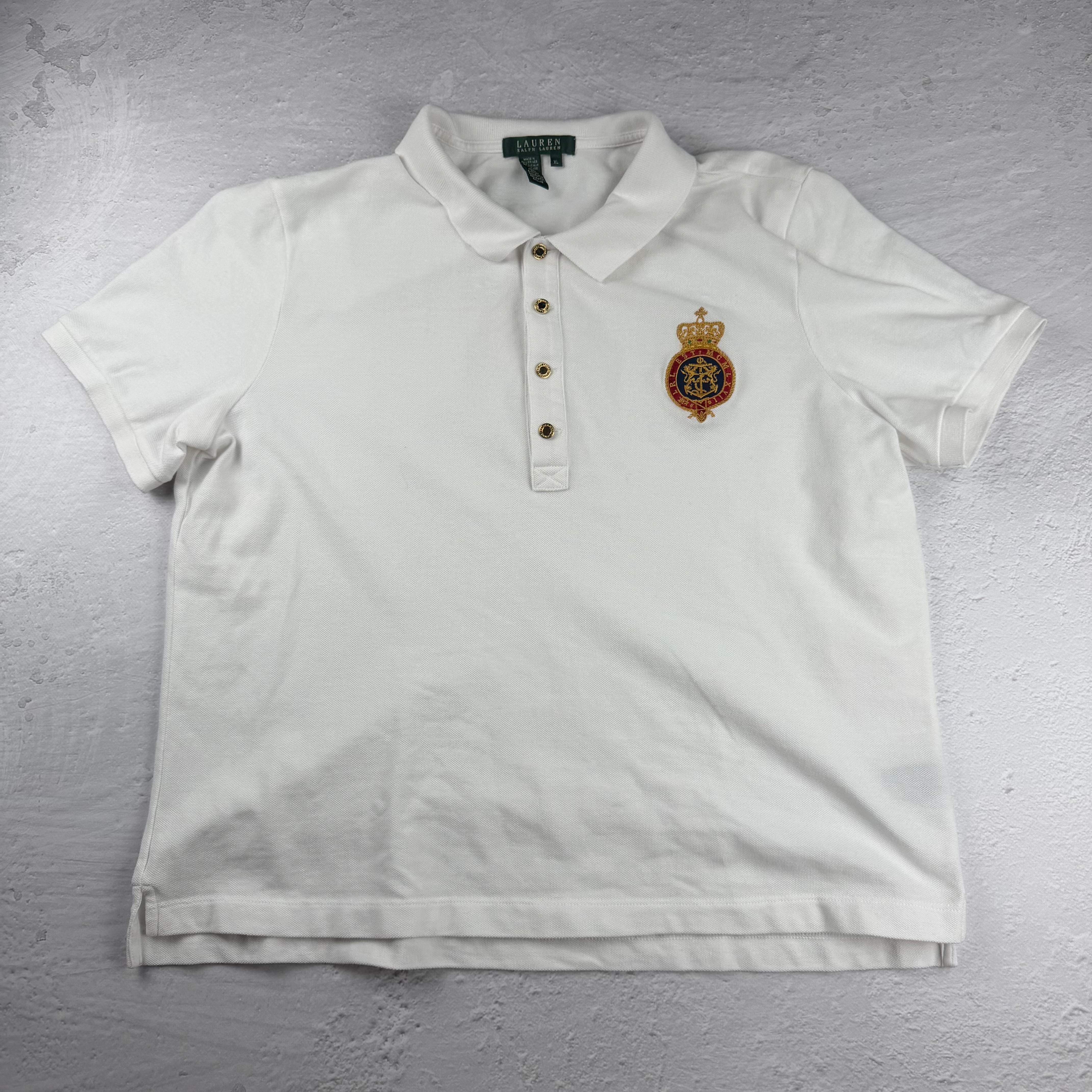 Vintage Ralph Lauren Poloshirt in Weiß, Größe XL – Damen, Bild 2