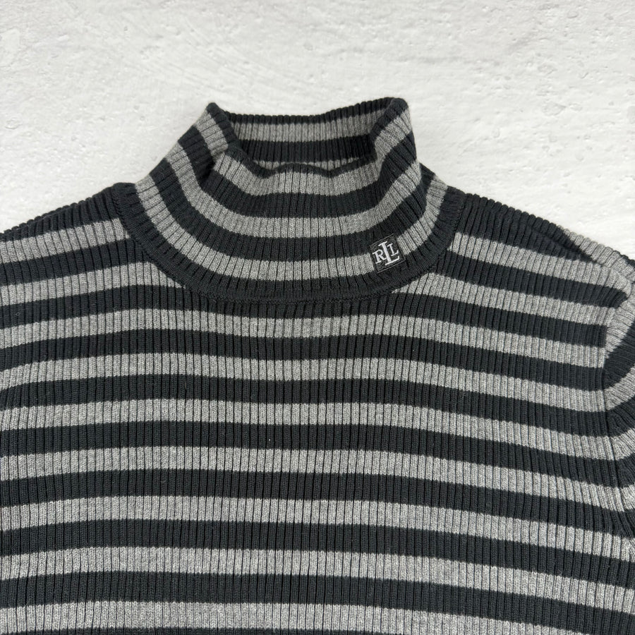 Vintage Ralph Lauren Rollkragenpullover in Grau/Schwarz, Größe M – Damen, Bild 2