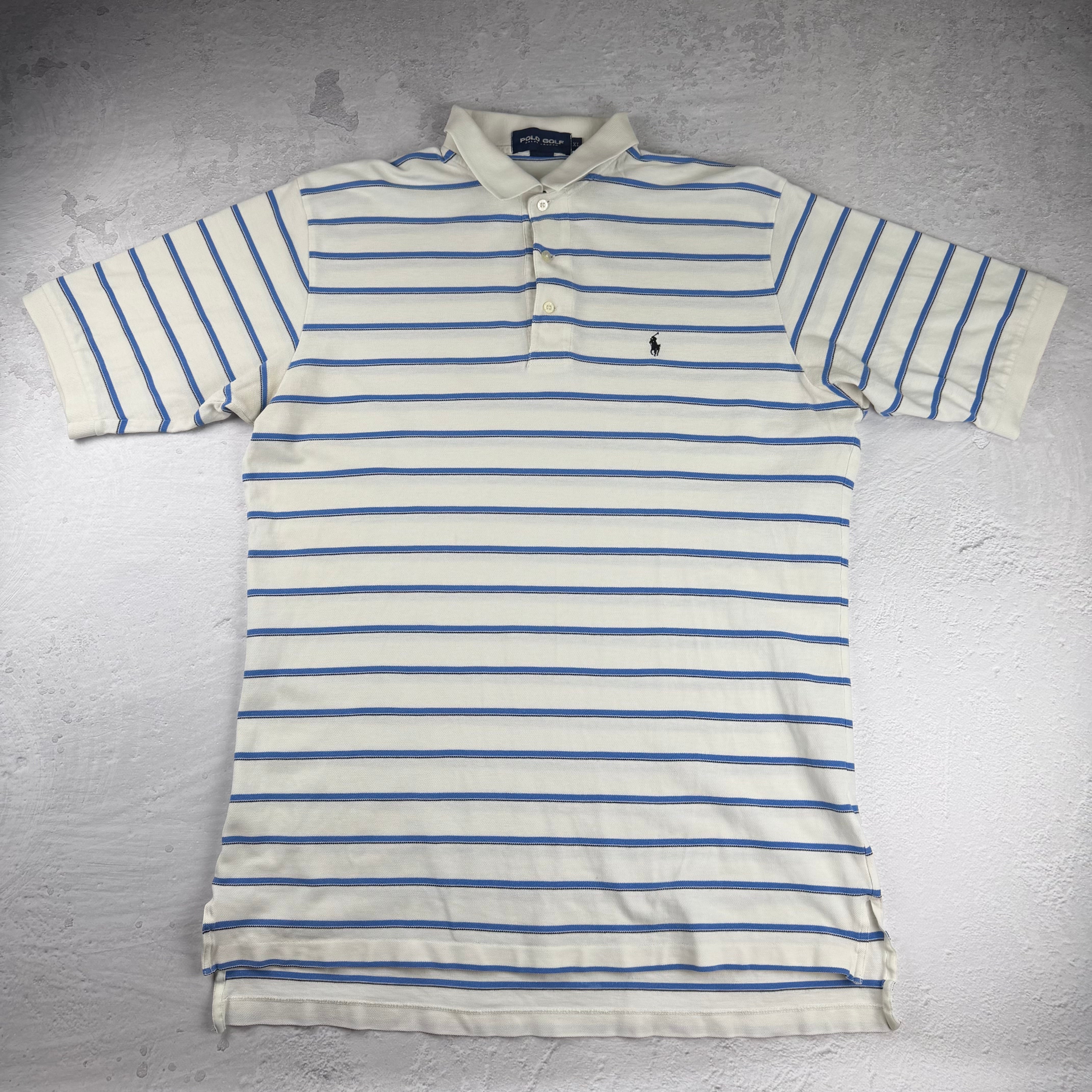 Vintage Ralph Lauren Poloshirt in Weiß/Blau, Größe XL – Herren, Bild 2