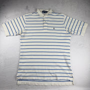 Vintage Ralph Lauren Poloshirt in Weiß/Blau, Größe XL – Herren, Bild 2