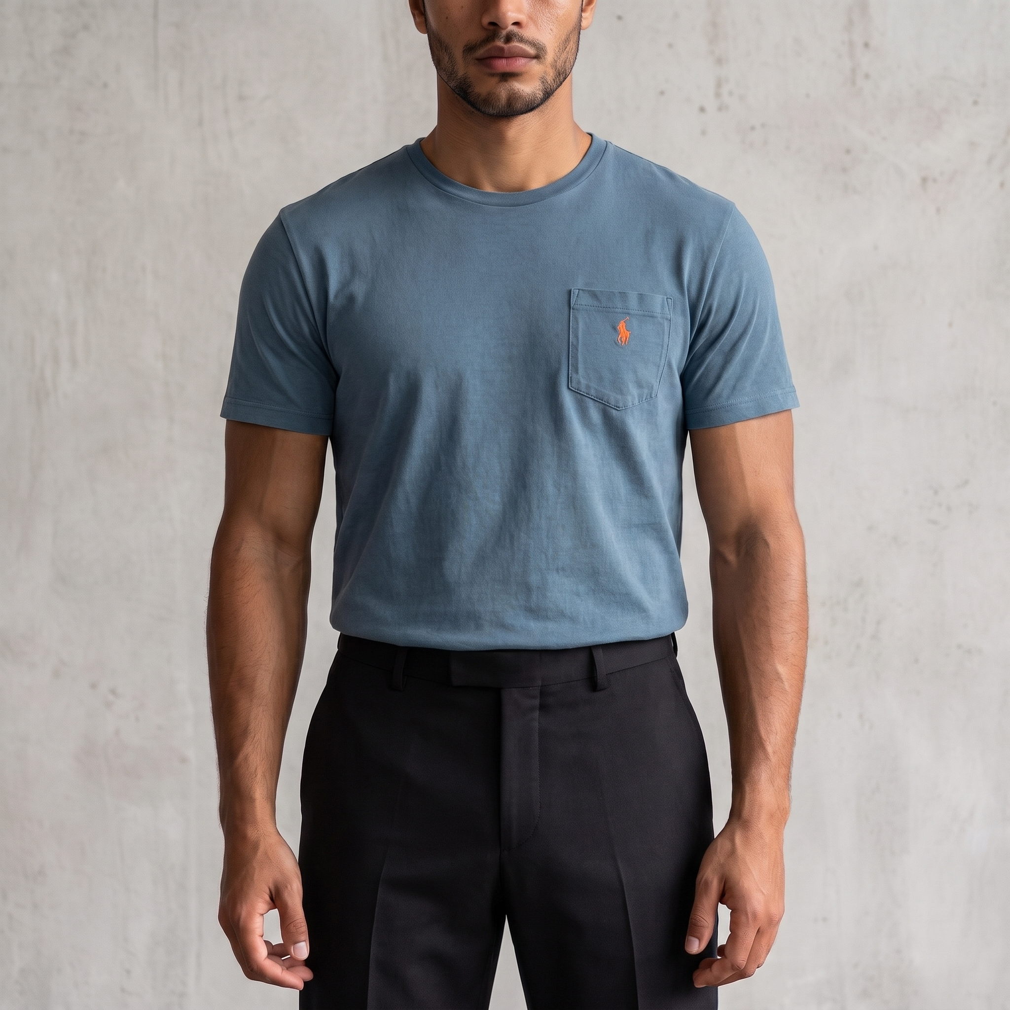 Vintage Polo Ralph Lauren T-Shirt mit Brusttasche in Blau, Größe L – Herren