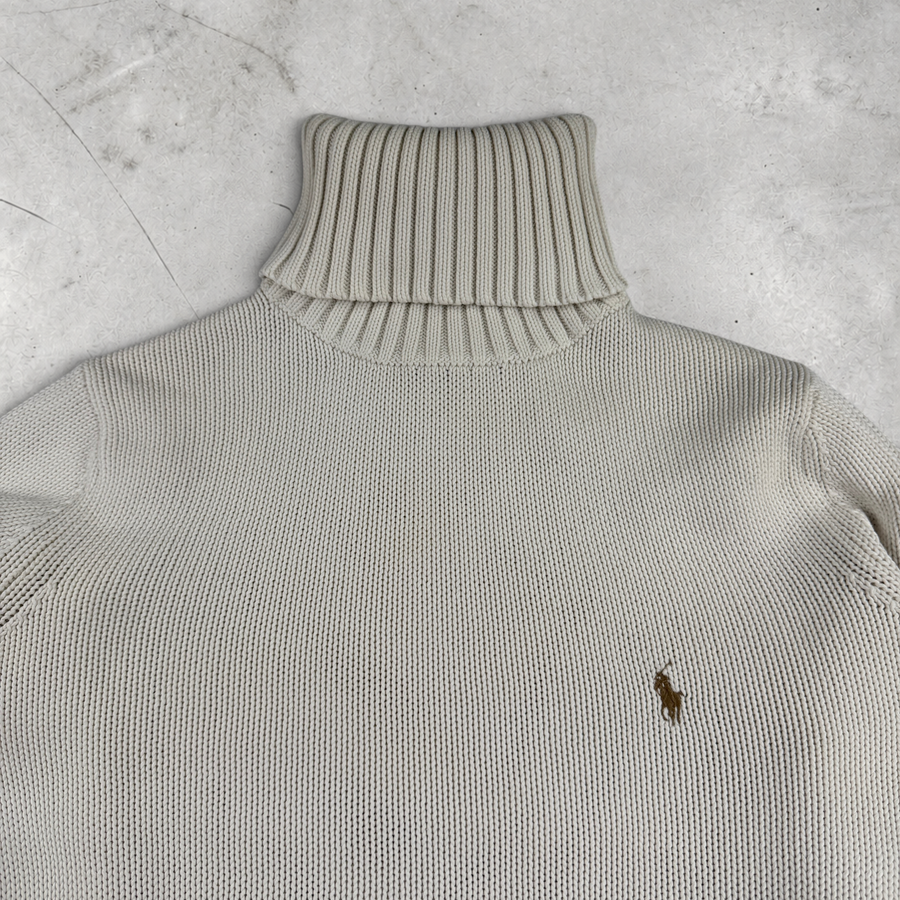 Vintage Ralph Lauren Strickpullover Rollkragen in Weiß, Größe M – Damen, Bild 2
