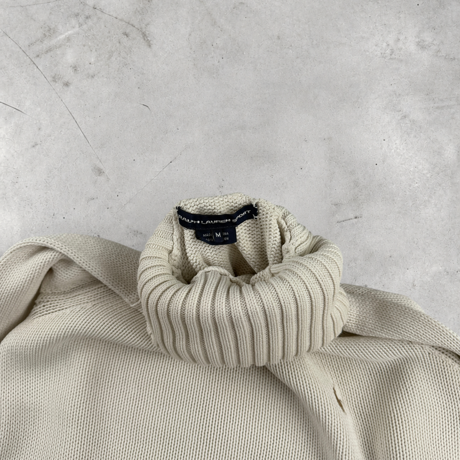 Vintage Ralph Lauren Strickpullover Rollkragen in Weiß, Größe M – Damen, Bild 3