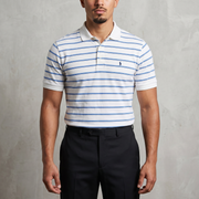 Vintage Ralph Lauren Poloshirt in Weiß/Blau, Größe XL – Herren
