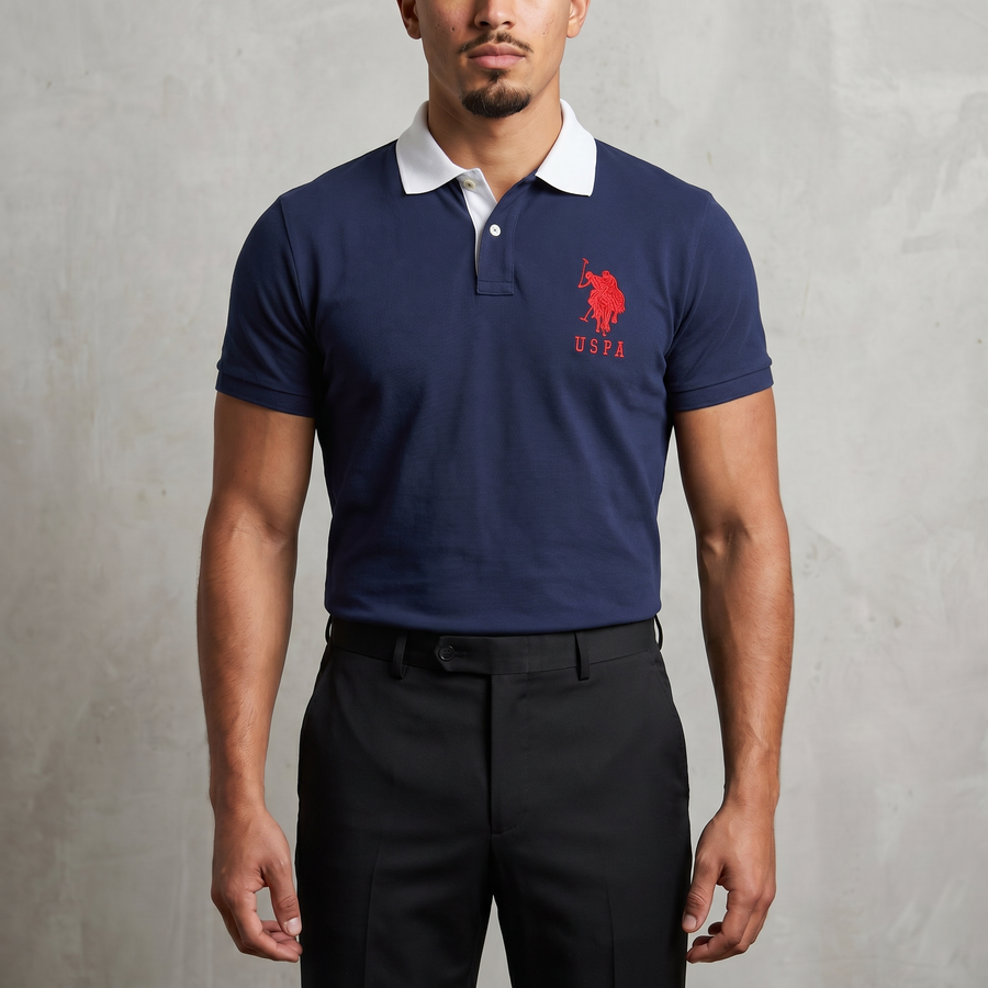 Vintage US Polo Poloshirt in Blau, Größe L – Herren