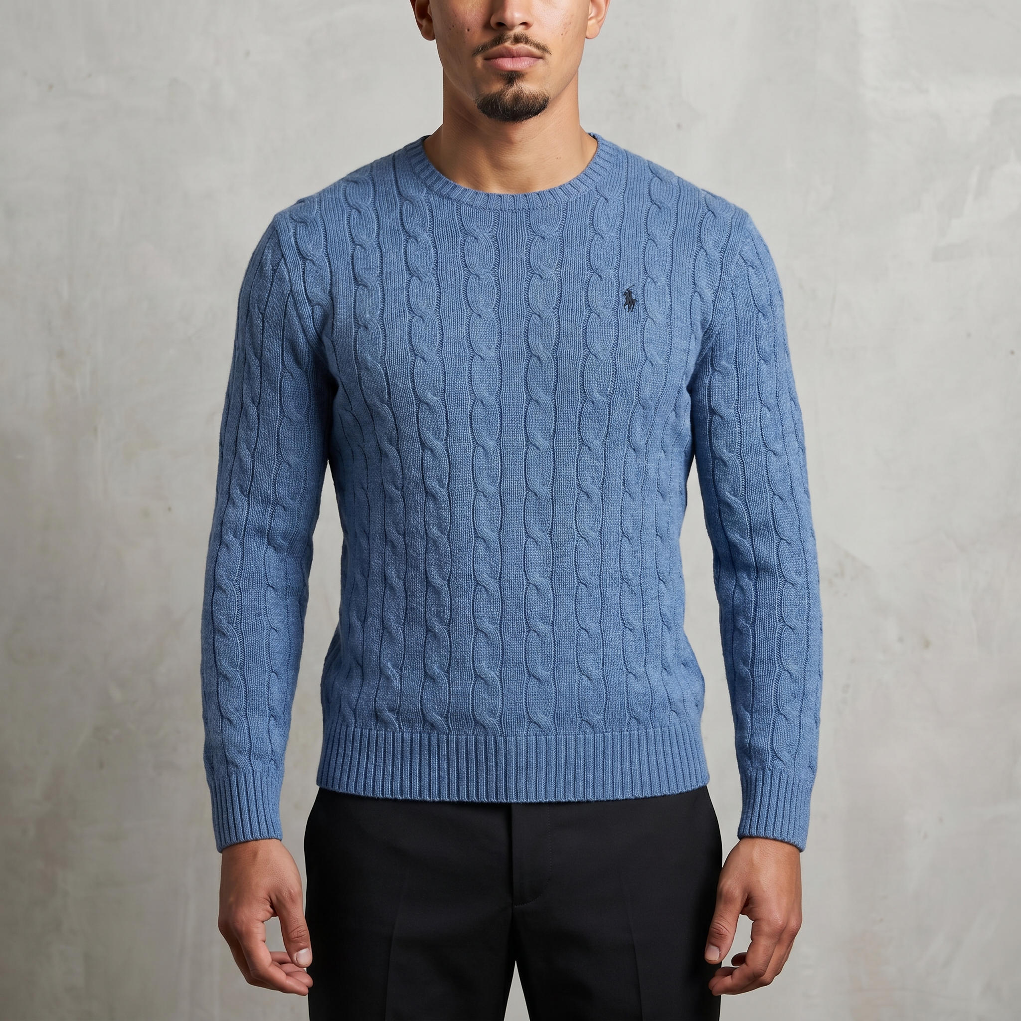 Vintage Polo Ralph Lauren Strickpullover in Blau, Größe L – Herren