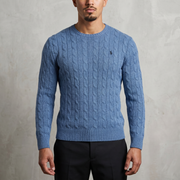 Vintage Polo Ralph Lauren Strickpullover in Blau, Größe L – Herren