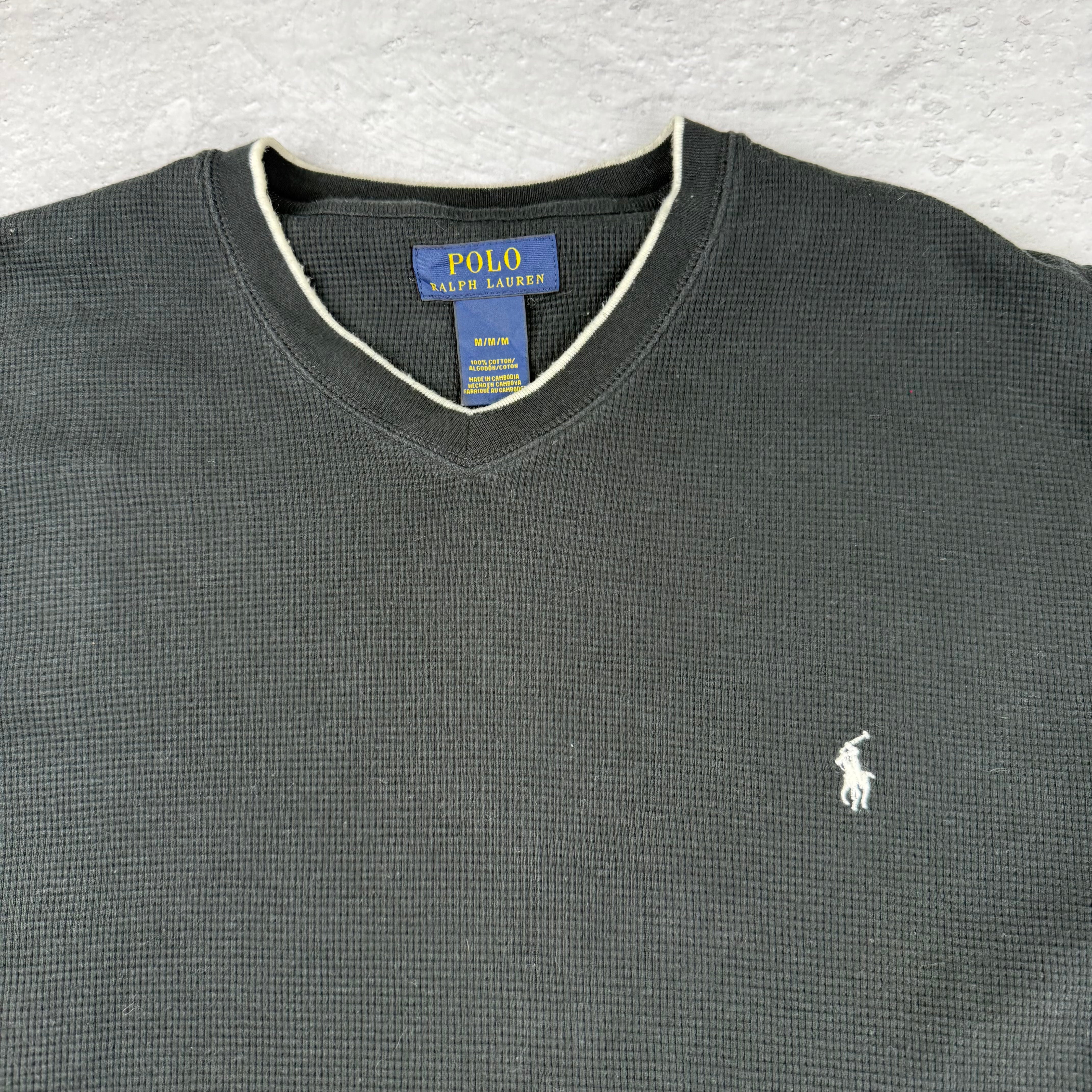 Polo Ralph Lauren V-Neck Sweatshirt — Schwarz — M