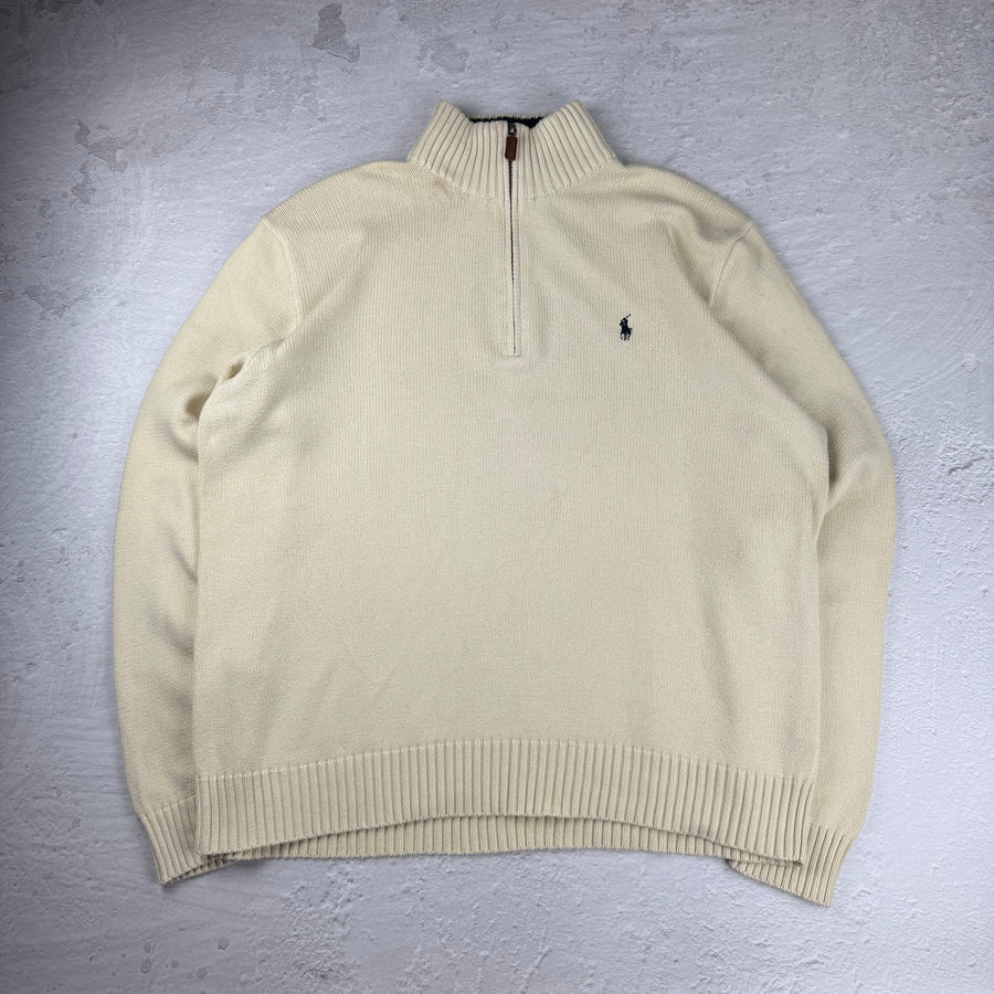 Polo Ralph Lauren Quarter-Zip Pullover — Beige — XL