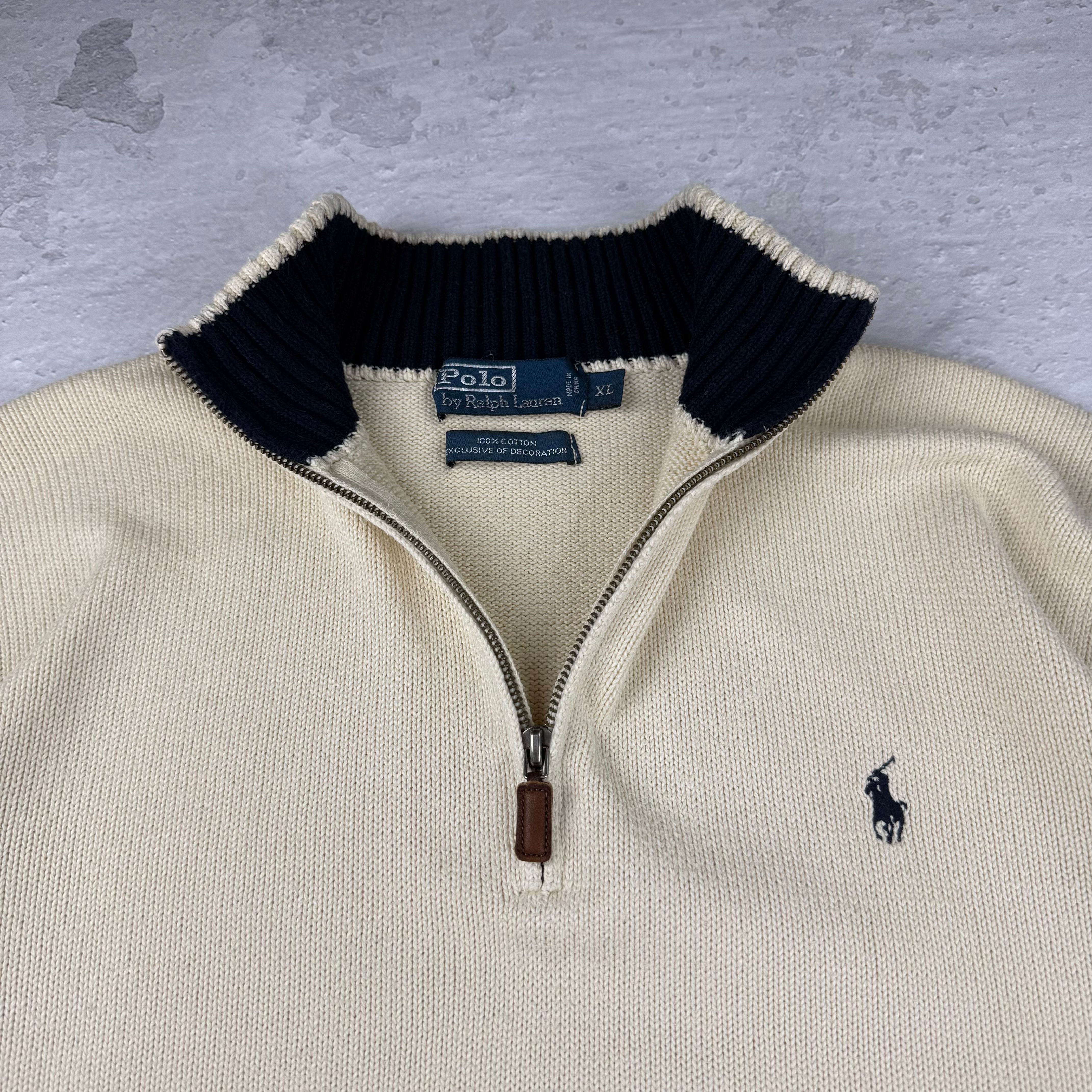Polo Ralph Lauren Quarter-Zip Pullover — Beige — XL