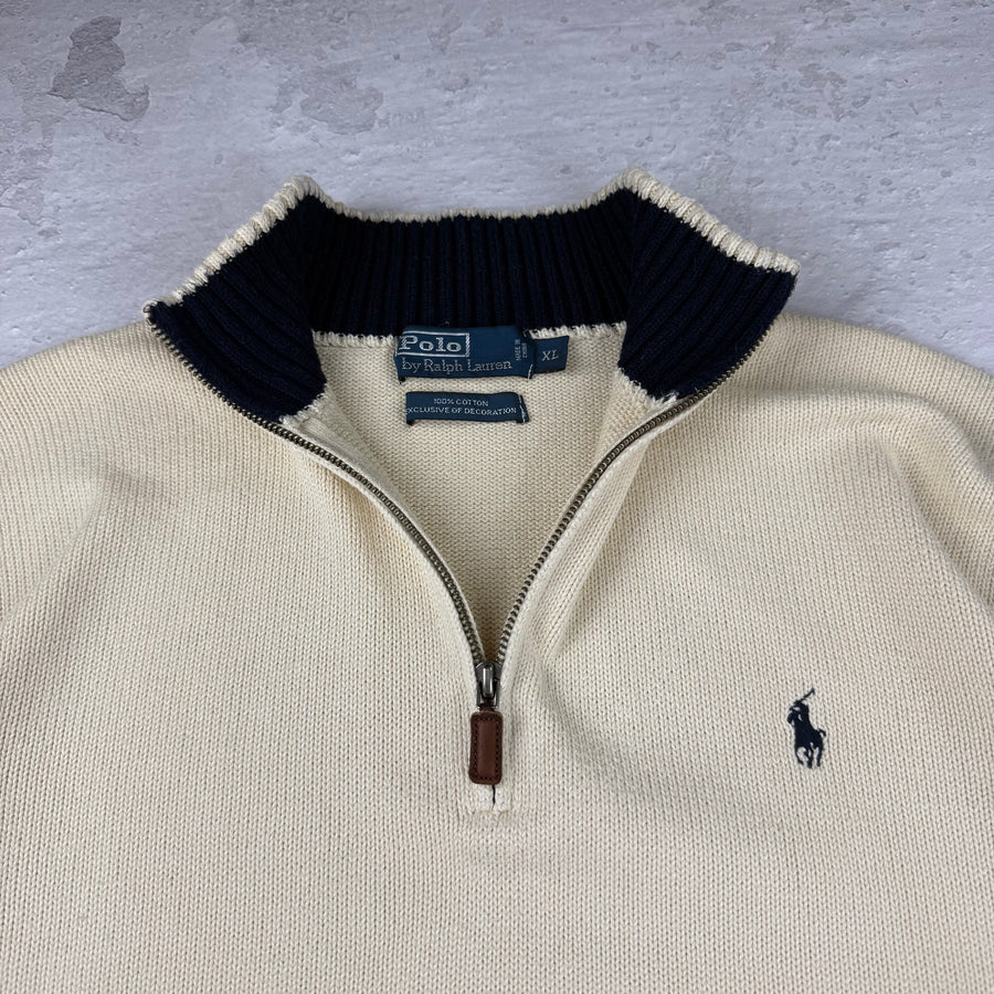 Polo Ralph Lauren Quarter-Zip Pullover — Beige — XL