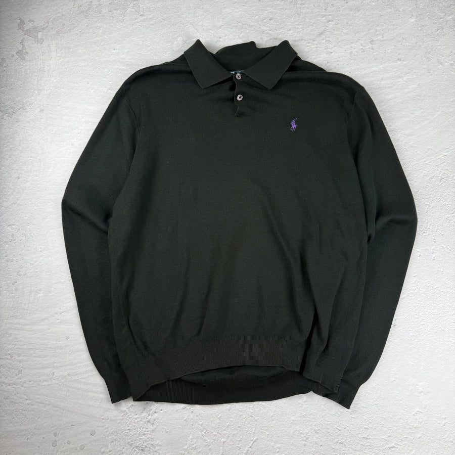 Polo Ralph Lauren Langarm Poloshirt — Schwarz — L