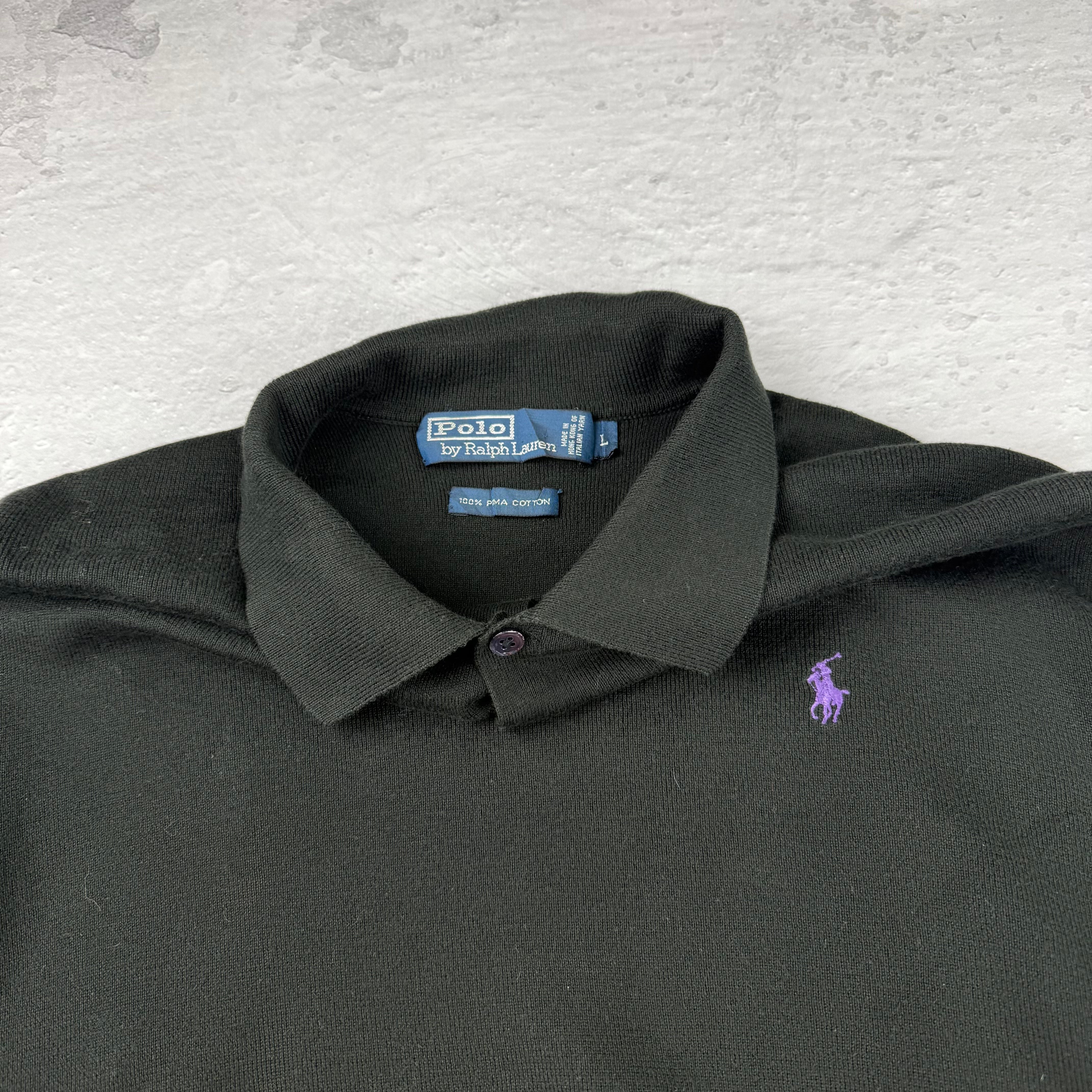 Polo Ralph Lauren Langarm Poloshirt — Schwarz — L