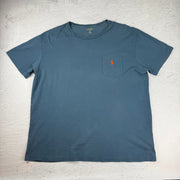 Vintage Polo Ralph Lauren T-Shirt mit Brusttasche in Blau, Größe L – Herren, Bild 2