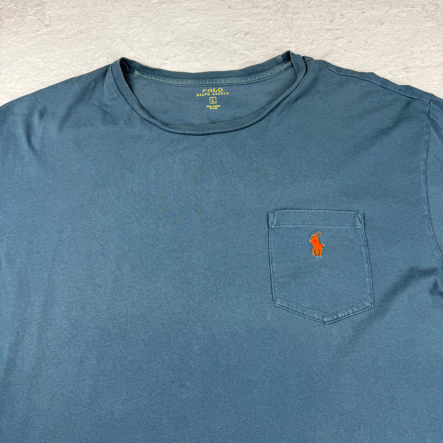 Polo Ralph Lauren T-Shirt mit Brusttasche — Blau — L