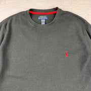 Polo Ralph Lauren Waffle Strick Sweat Shirt — Schwarz — L