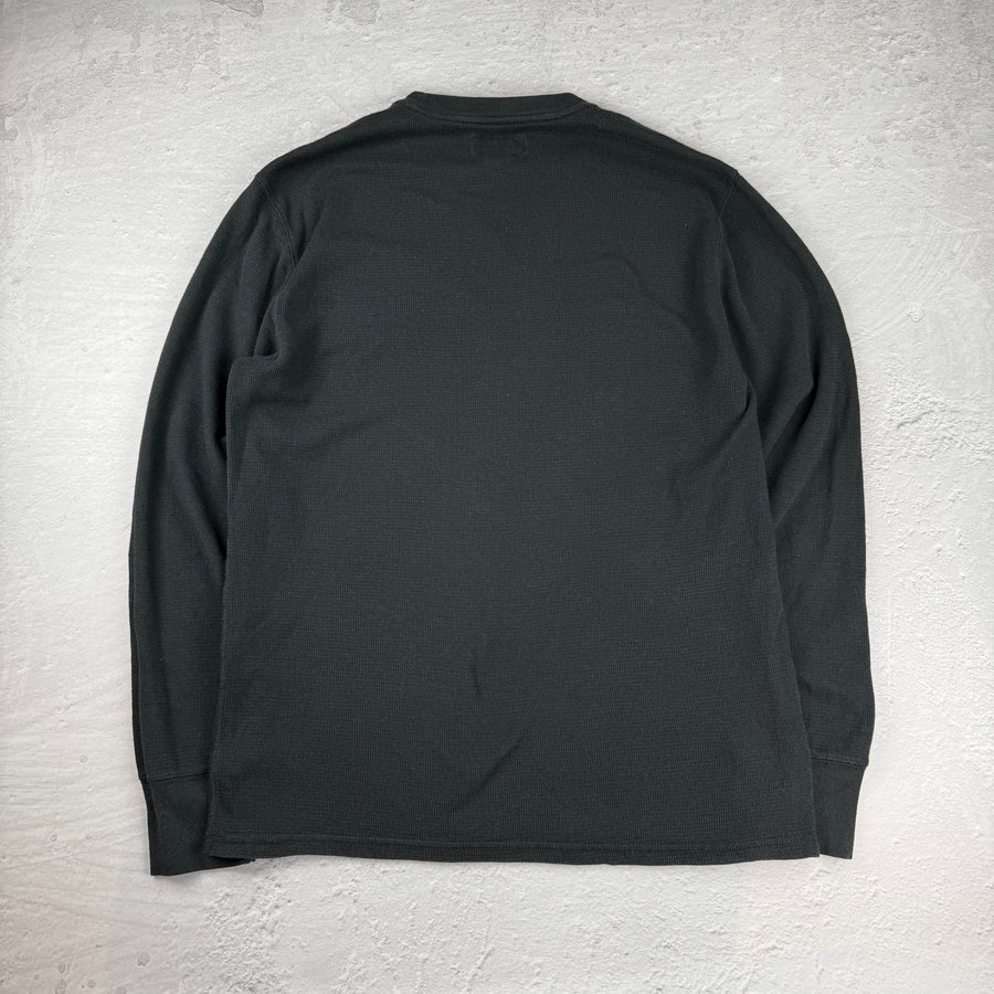 Polo Ralph Lauren Waffle Strick Sweat Shirt — Schwarz — L