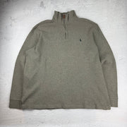 Polo Ralph Lauren Quarter-Zip Sweatshirt — Beige/Grün — XXL