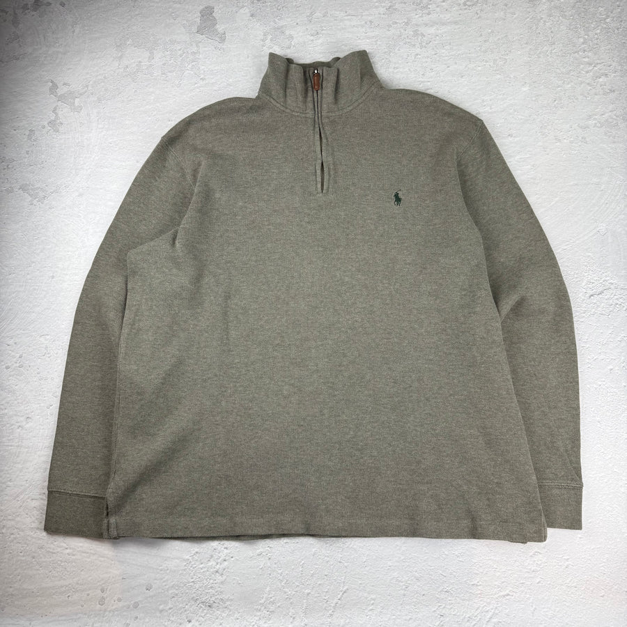 Polo Ralph Lauren Quarter-Zip Sweatshirt — Beige/Grün — XXL