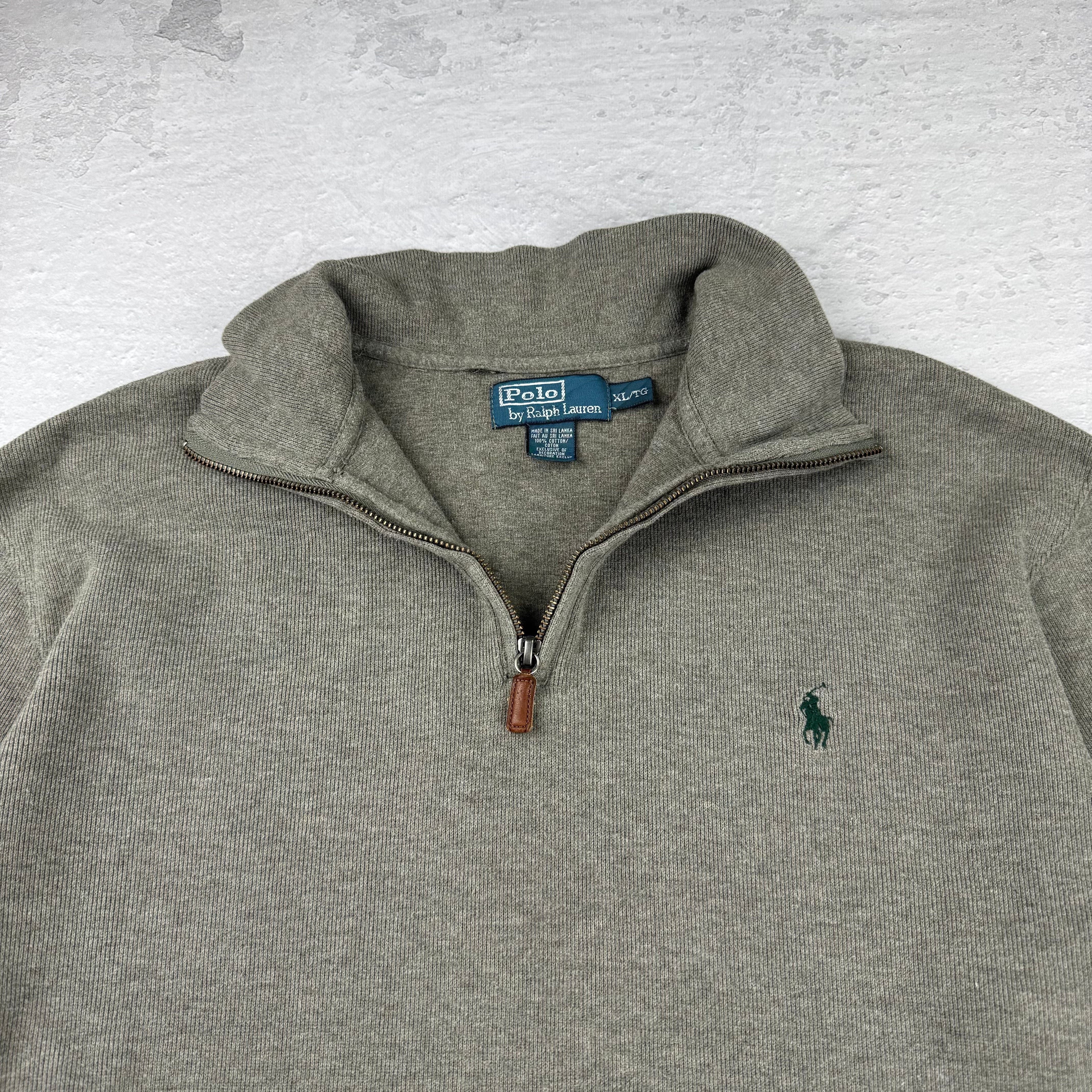 Polo Ralph Lauren Quarter-Zip Sweatshirt — Beige/Grün — XXL