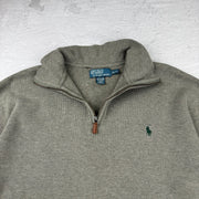 Polo Ralph Lauren Quarter-Zip Sweatshirt — Beige/Grün — XXL