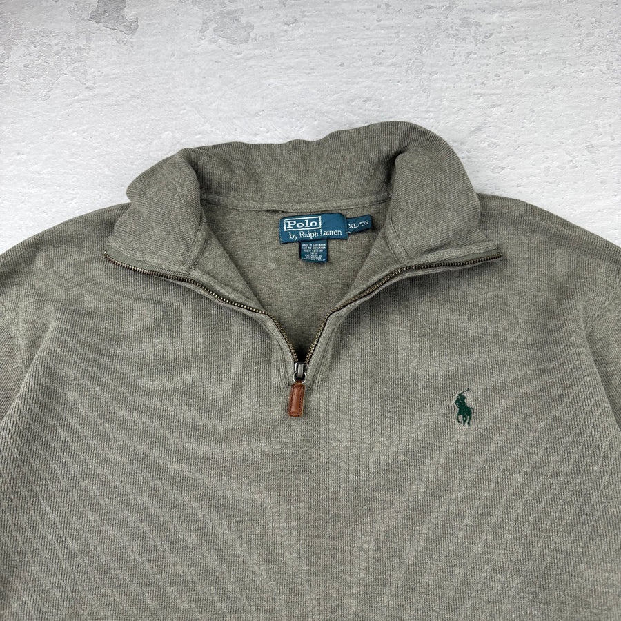 Polo Ralph Lauren Quarter-Zip Sweatshirt — Beige/Grün — XXL