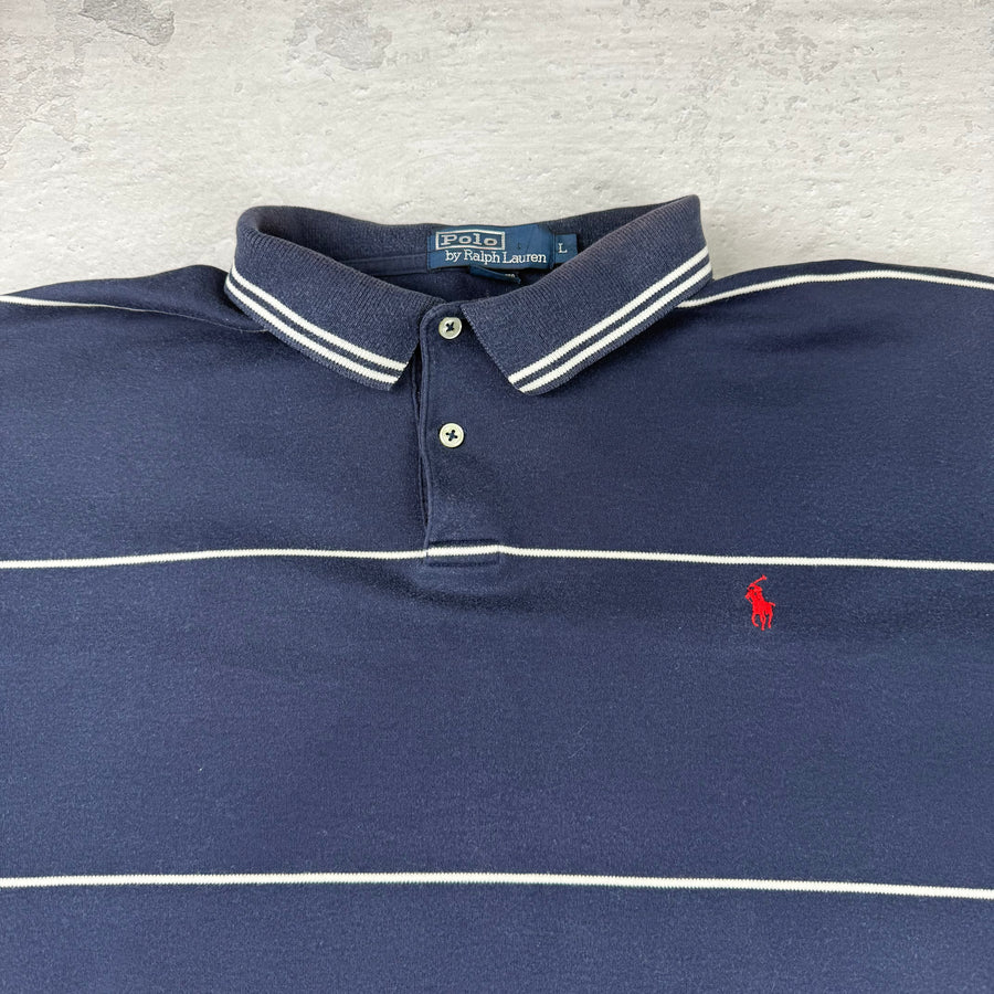 Polo Ralph Lauren Poloshirt Gestreift — Blau/Weiß — L