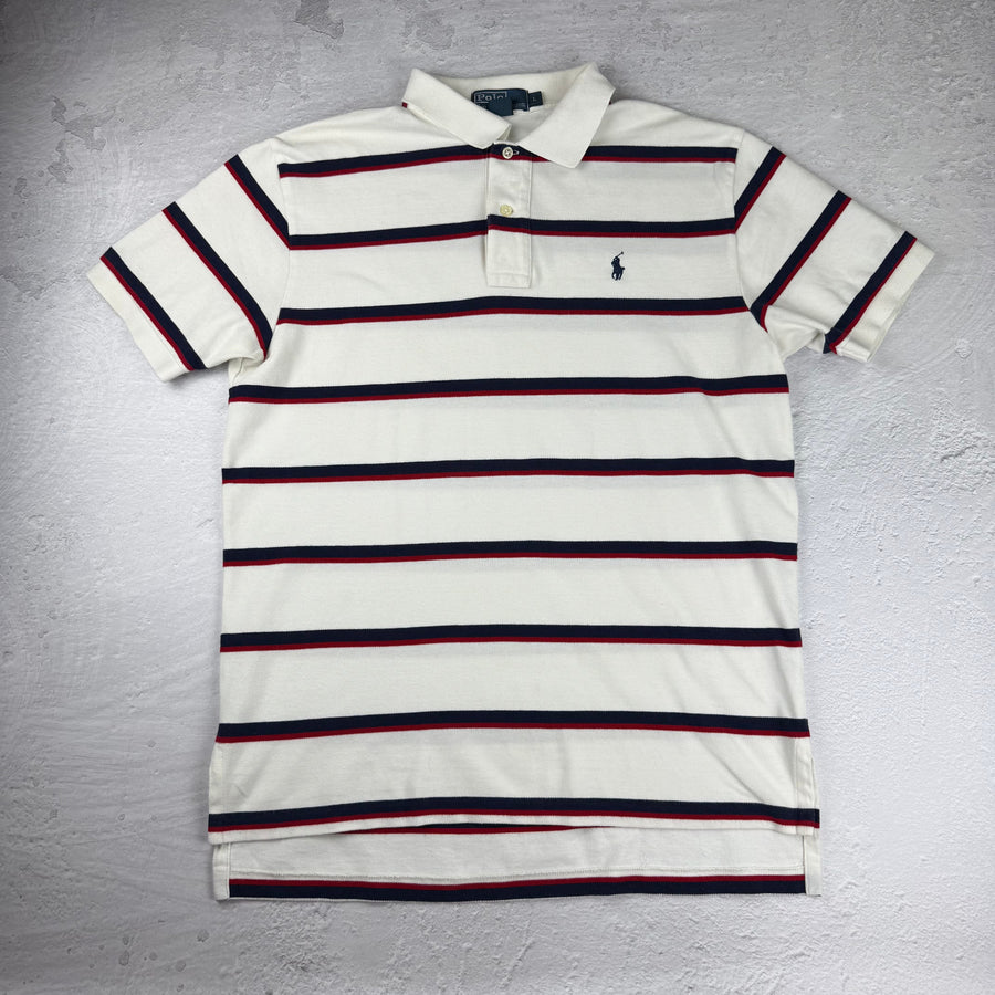Vintage Polo Ralph Lauren Poloshirt gestreift in Weiß/Blau/Rot, Größe L – Herren, Bild 2