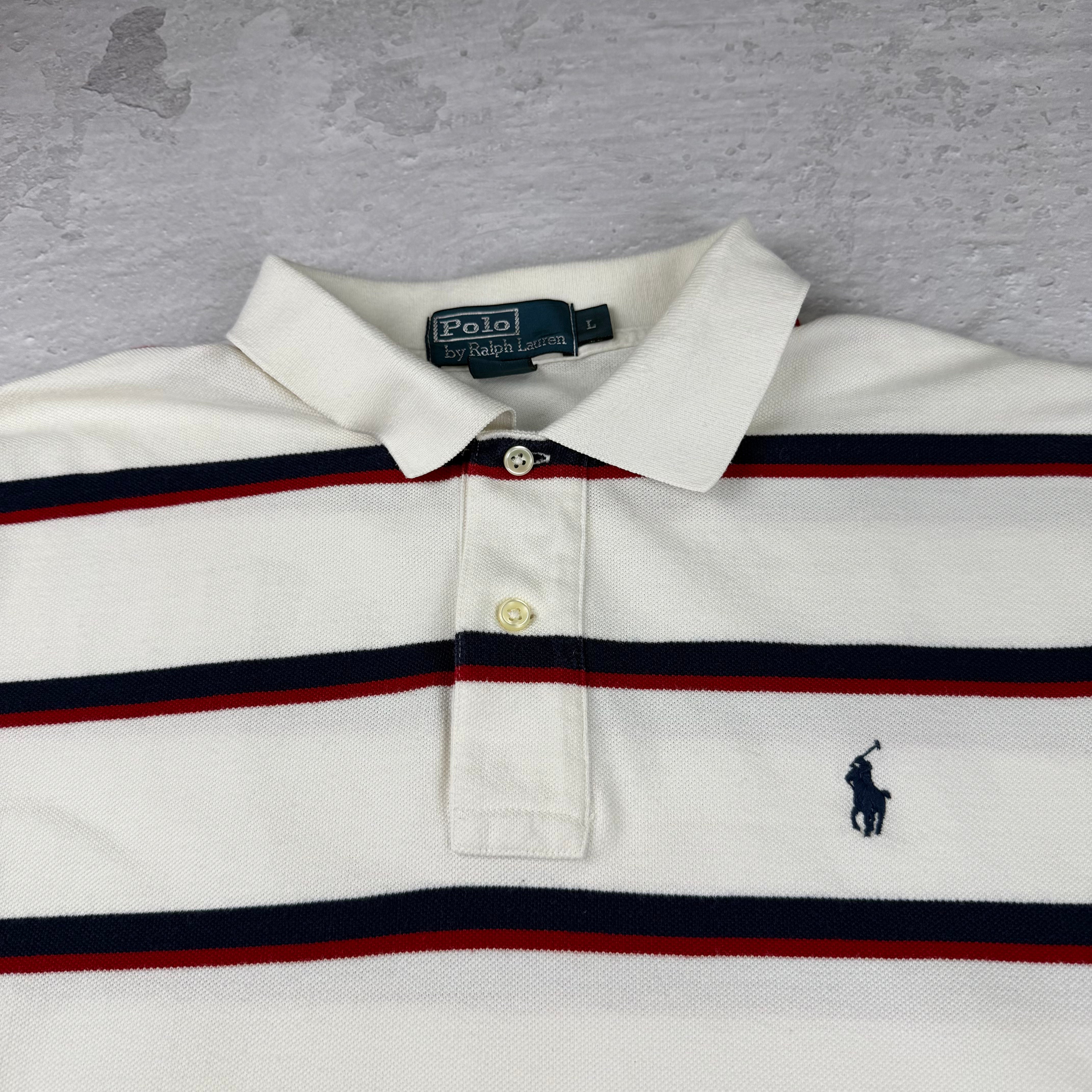 Polo Ralph Lauren Poloshirt Gestreift — Weiß/Blau/Rot — L