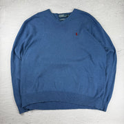Polo Ralph Lauren V-Neck Sweatshirt — Blau — XXL
