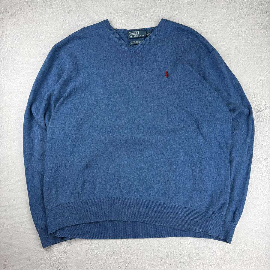 Polo Ralph Lauren V-Neck Sweatshirt — Blau — XXL