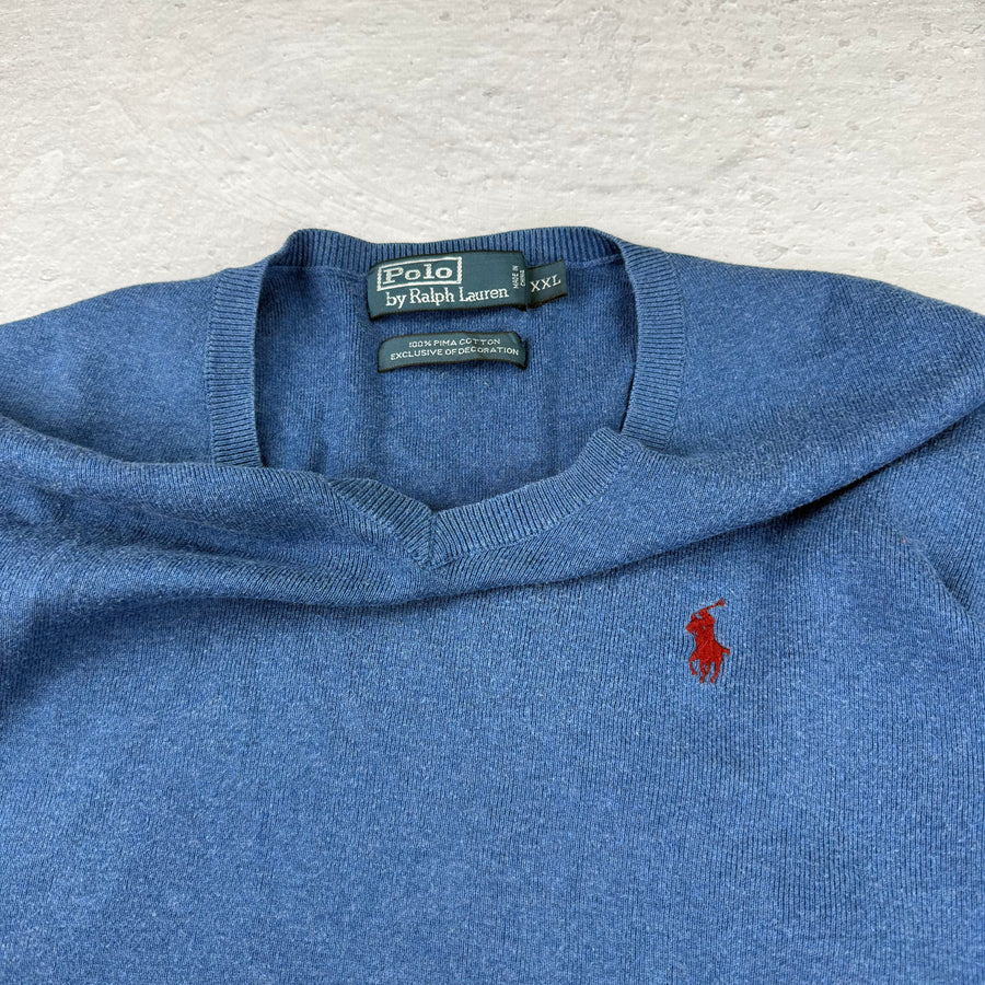 Polo Ralph Lauren V-Neck Sweatshirt — Blau — XXL