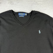 Polo Ralph Lauren V-Neck Sweat Shirt Merino — Schwarz — L
