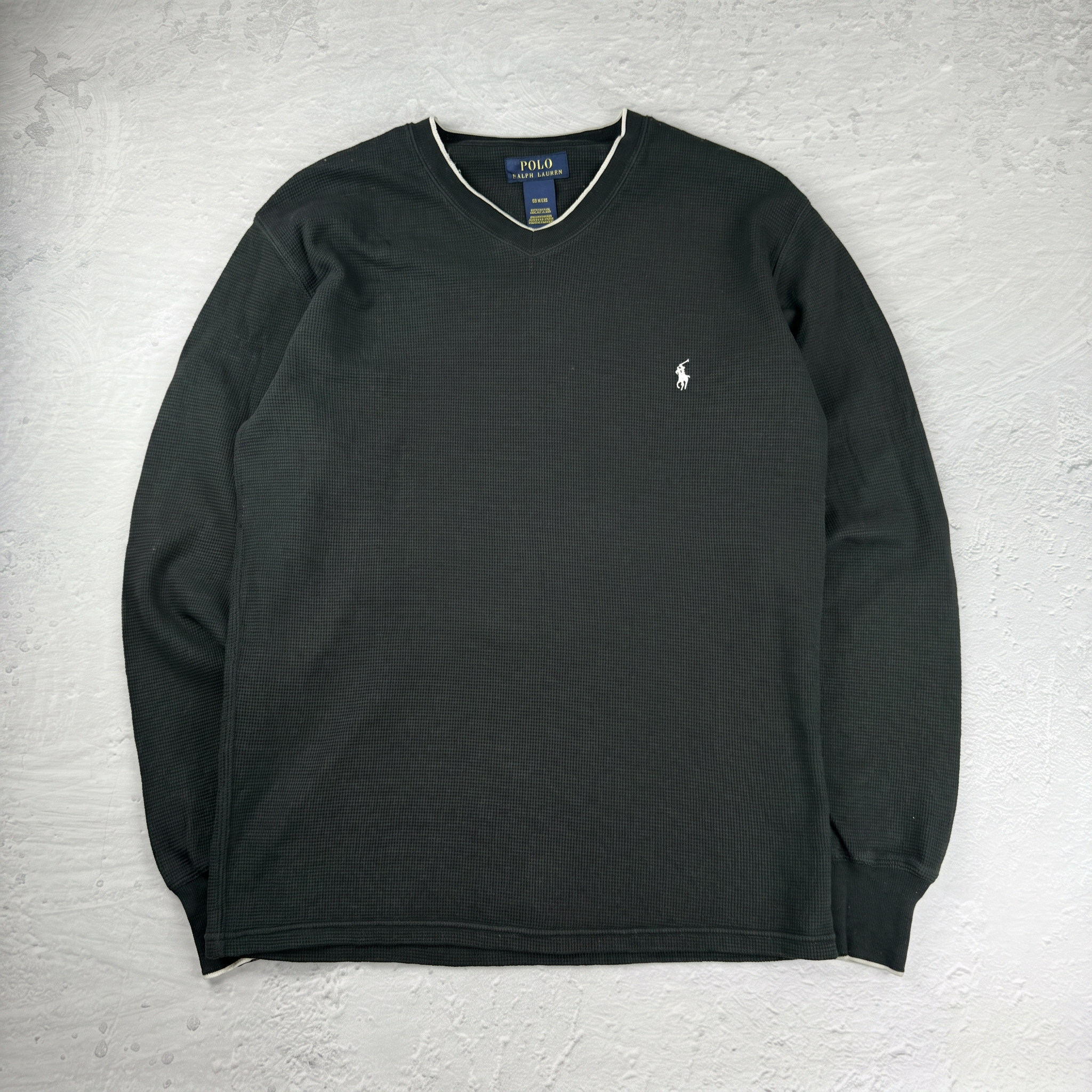 Vintage Polo Ralph Lauren V-Neck Sweatshirt in Schwarz, Größe M – Herren, Bild 2
